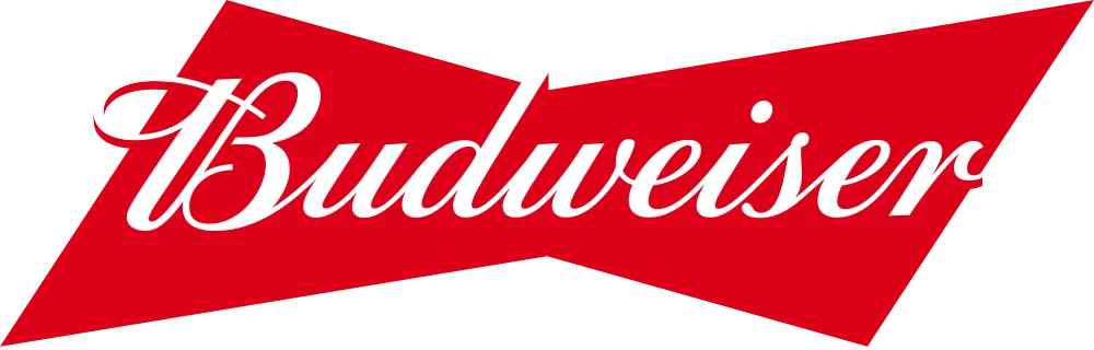 Budweiser logo from Anheuser-Busch in Missouri, USA, known for pioneering beer innovations and now offering Budweiser Zero alcohol-free beer.
