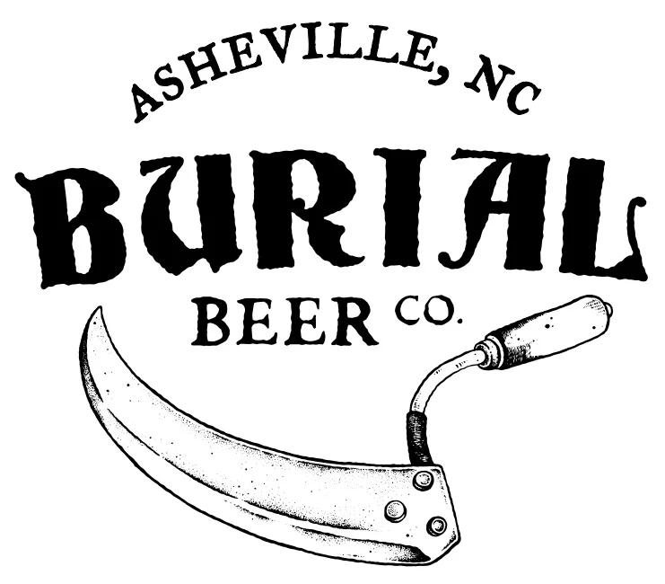 Burial Beer Co. logo from Asheville, North Carolina, known for innovative non-alcoholic beers crafted with diverse hops and traditional brewing.
