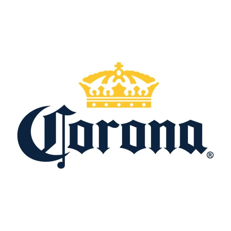 Corona logo representing the famous Mexican non-alcoholic beer brand, originating in Mexico City with a crisp, zero-alcohol malt beverage.