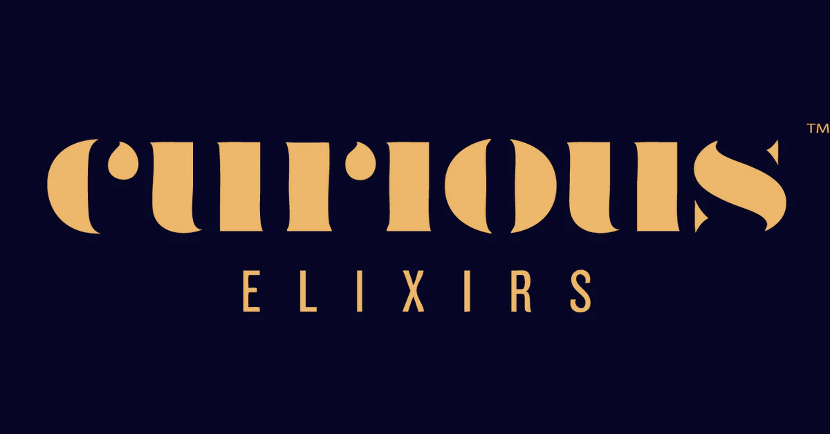 Curious Elixirs logo representing a Massachusetts-based pioneer of non-alcoholic craft beverages infused with herbs and adaptogens since 2012