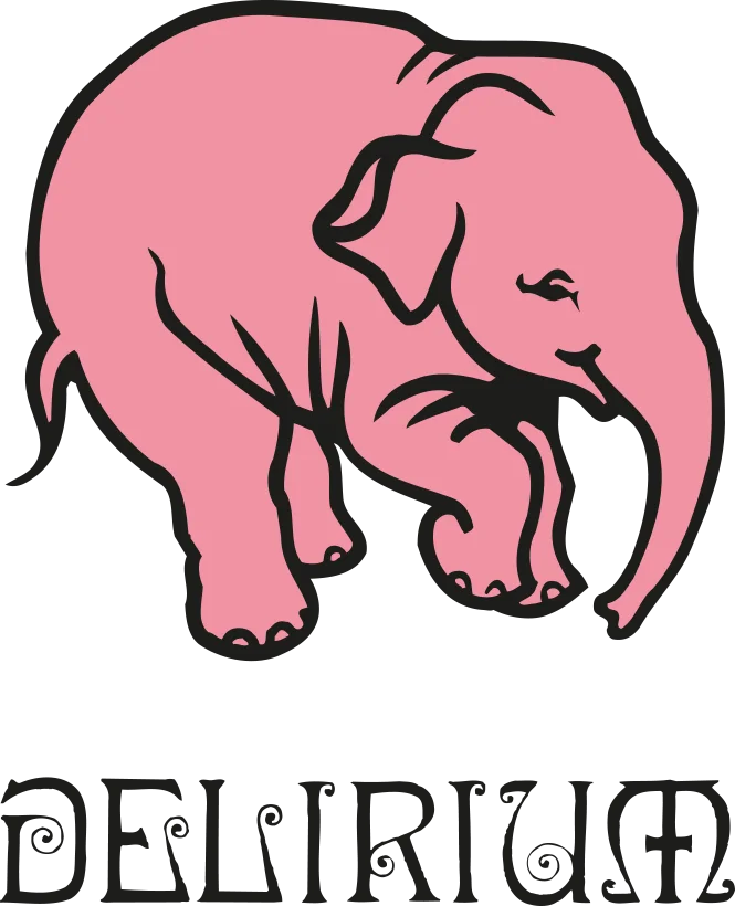 Delirium logo representing the famous Belgian beer brand from Brewery Huyghe in East Flanders, known for its unique non-alcoholic beer heritage.