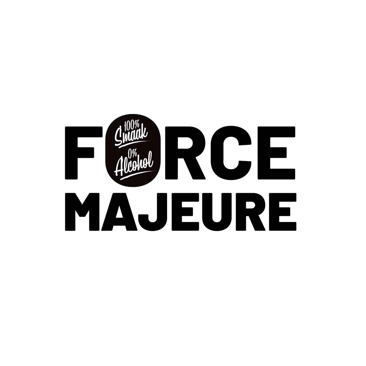 Force Majeure logo representing Belgium's first specialty non-alcoholic beer brand, founded by triathlete Stijn Panis in Limburg.