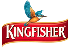 Kingfisher logo representing India's flagship beer brand started in 1857, producing quality non-alcoholic beverages from Karnataka