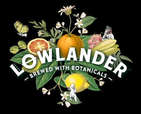 Lowlander Botanical Beers logo from the Netherlands, founded by Frederik Kampman, brewing unique non-alcoholic botanical beers since 2015