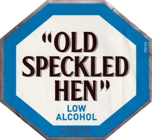 Old Speckled Hen logo representing a historic British ale brand from Oxfordshire, England, originally brewed in 1979 to honor the MG car factory anniversary.