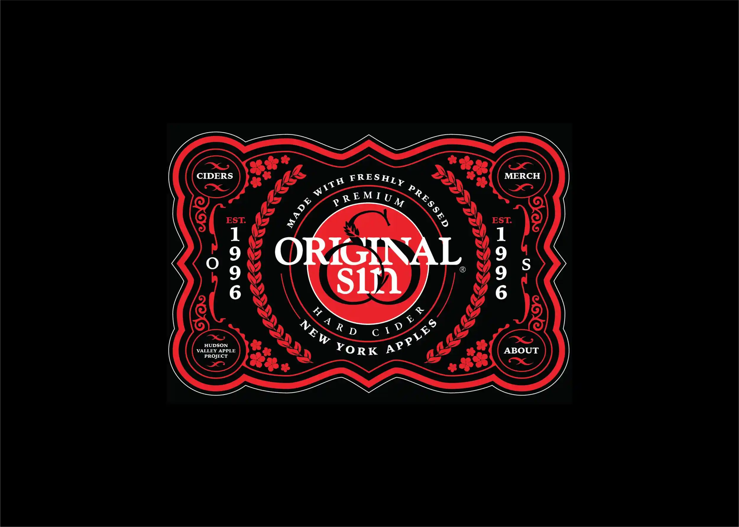 Original Sin logo, founded in New York, known for artisanal ciders and non-alcoholic options
