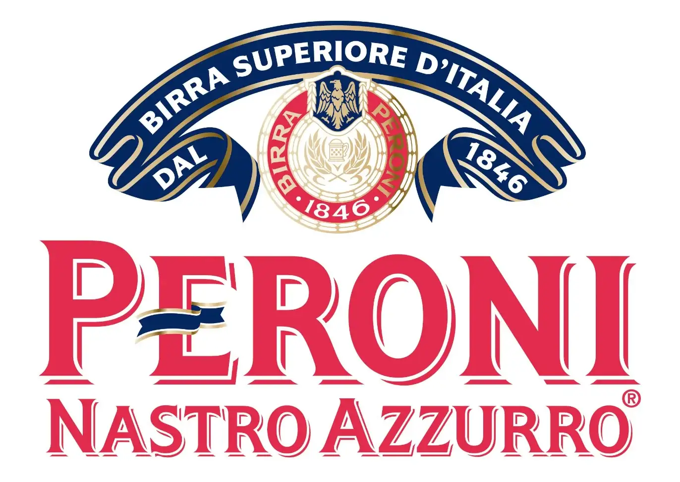 Peroni logo, an Italian brewery founded in 1846, known for its premium beers and Italian craftsmanship.