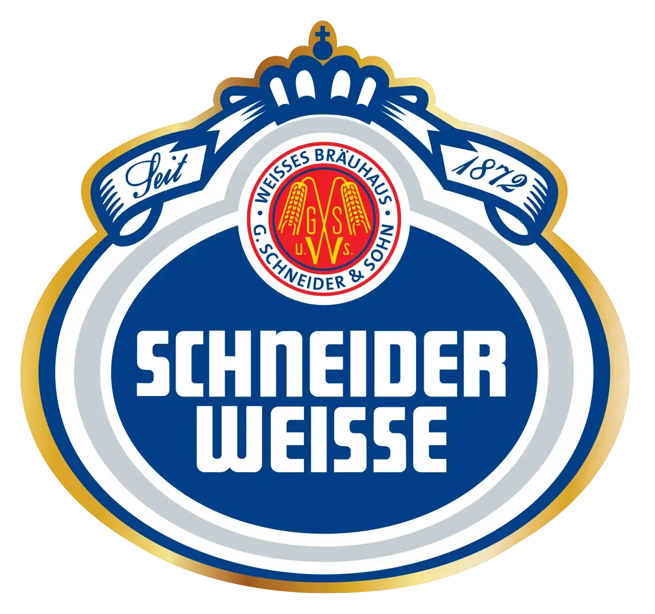 Schneider Weisse logo representing the historic Bavarian wheat beer brewery founded in 1872 by Georg Schneider I, renowned for traditional wheat beers.