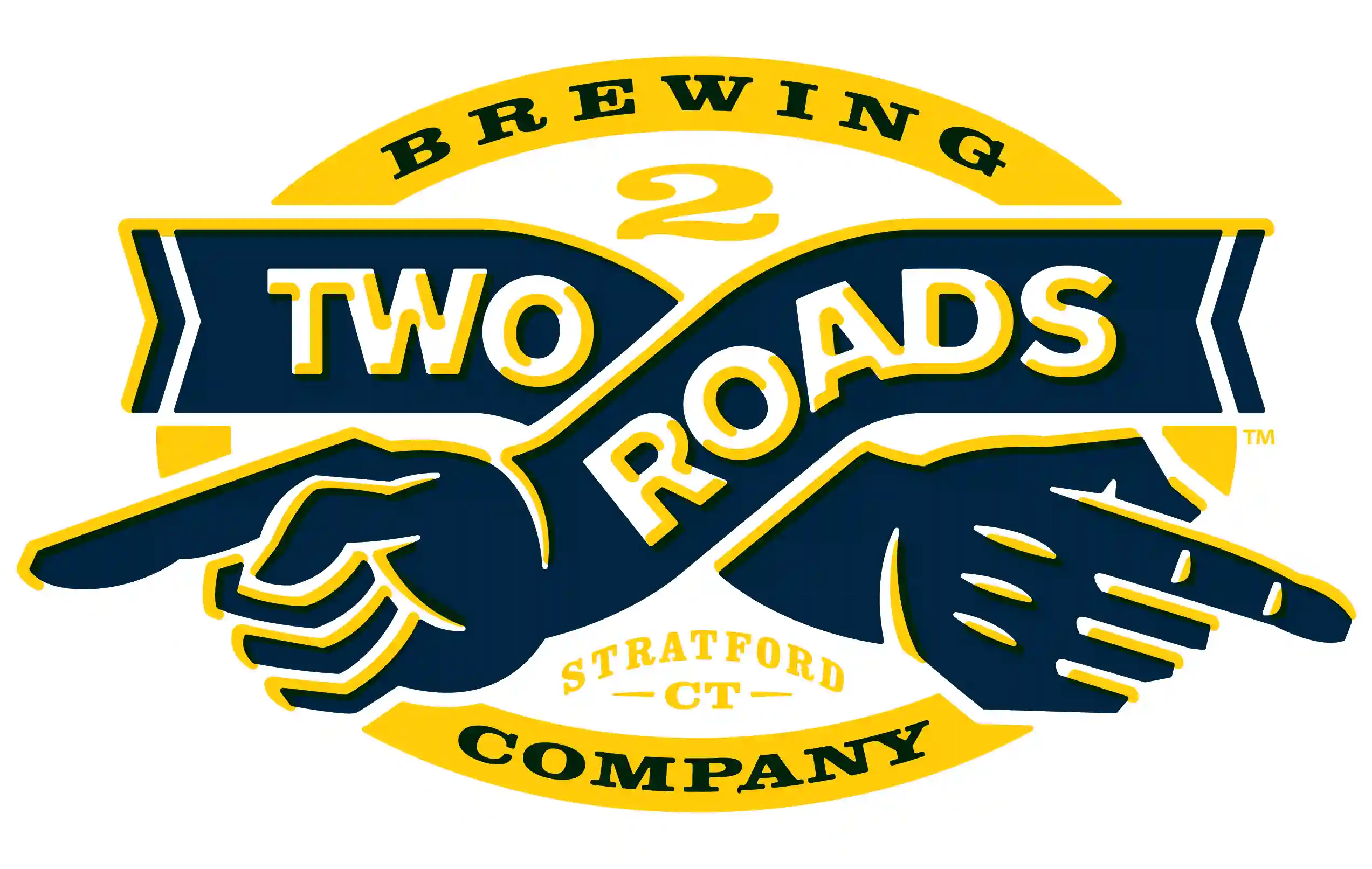 Two Roads Brewing Company logo, a craft brewery founded in 2012 in Stratford, Connecticut with a road less traveled philosophy.