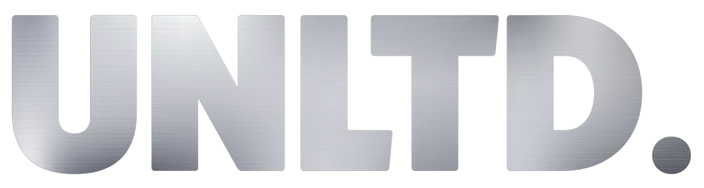 UNLTD. logo, a Hertfordshire based alcohol-free beer brand founded by Johnny Johnson in 2019 offering award-winning non-alcoholic beverages.