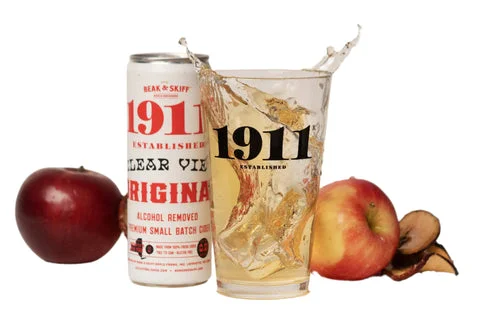 Clear View Original non-alcoholic cider by 1911 Established featuring a crisp apple-forward flavor with low sugar and very low alcohol content
