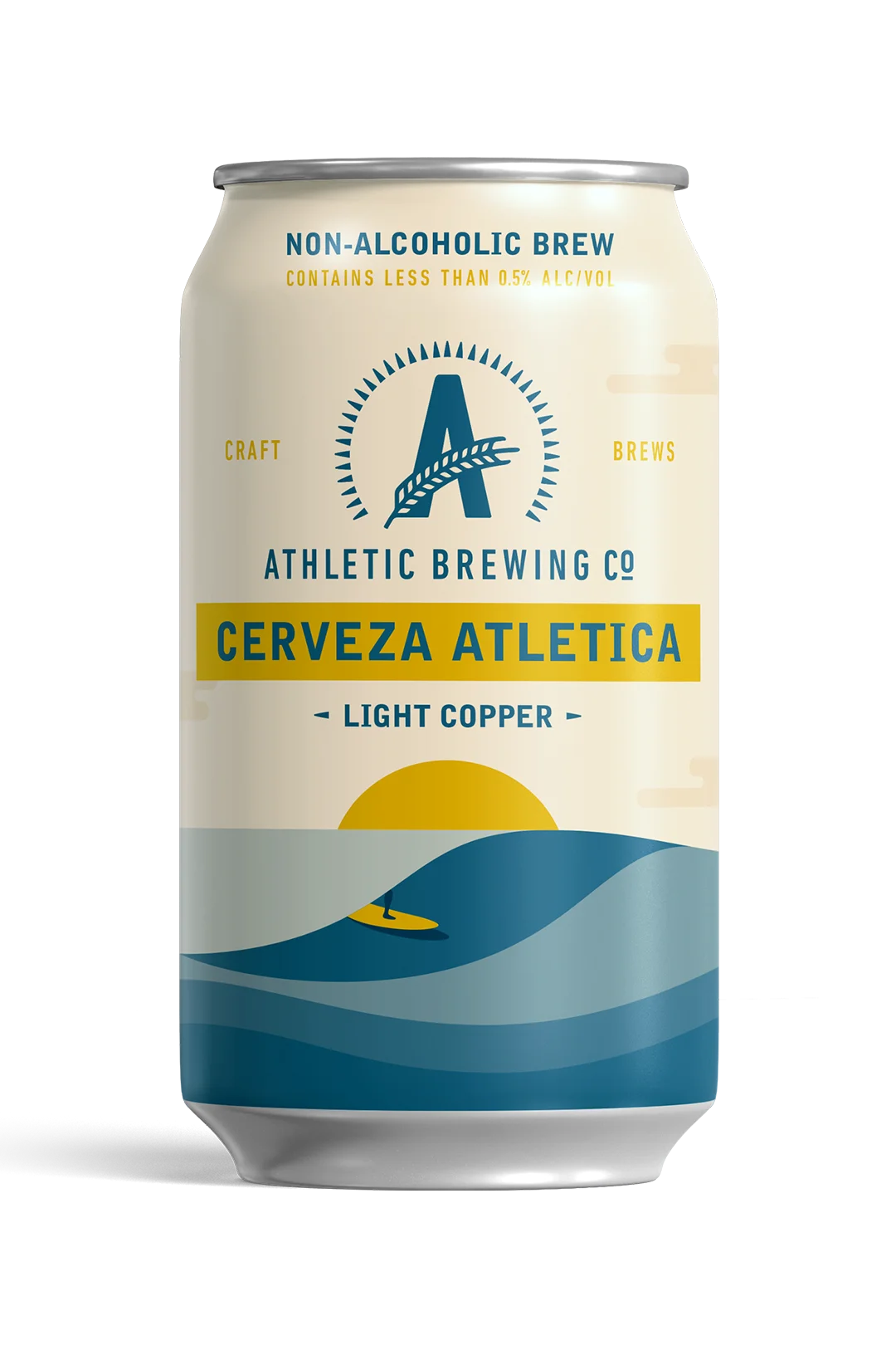 Image of Athletic Brewing Cerveza Atletica non-alcoholic beer showcasing a rich copper color with delicate bread crust aroma and floral spicy notes