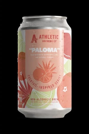 Athletic Brewing Paloma non-alcoholic beer with bright grapefruit and lime flavors, offering a refreshing and light cocktail-inspired taste