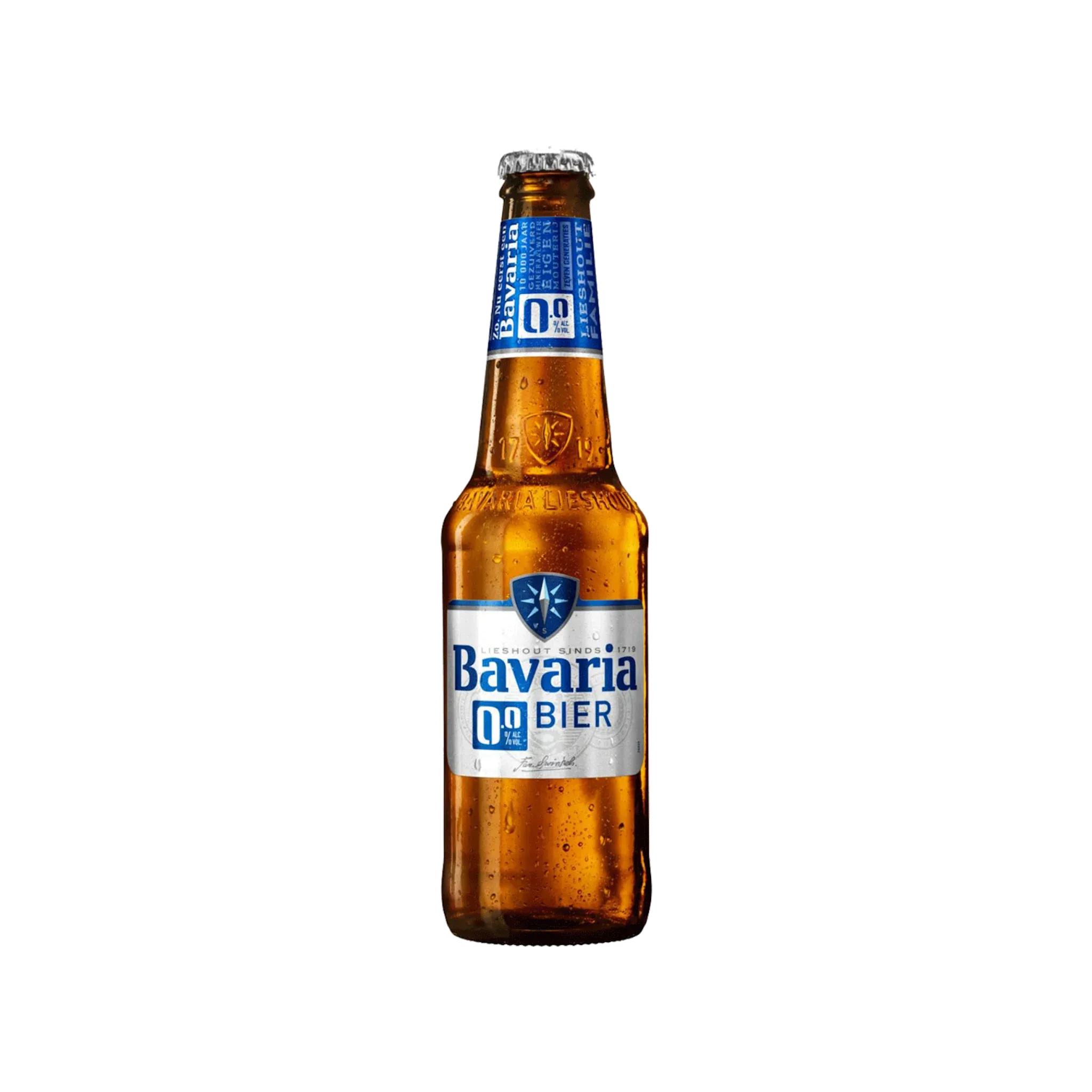 Image of Bavaria 0.0 Pilsner non-alcoholic beer showcasing a natural mineral water brewed, zero-alcohol beer with a distinct malt and hop flavor.