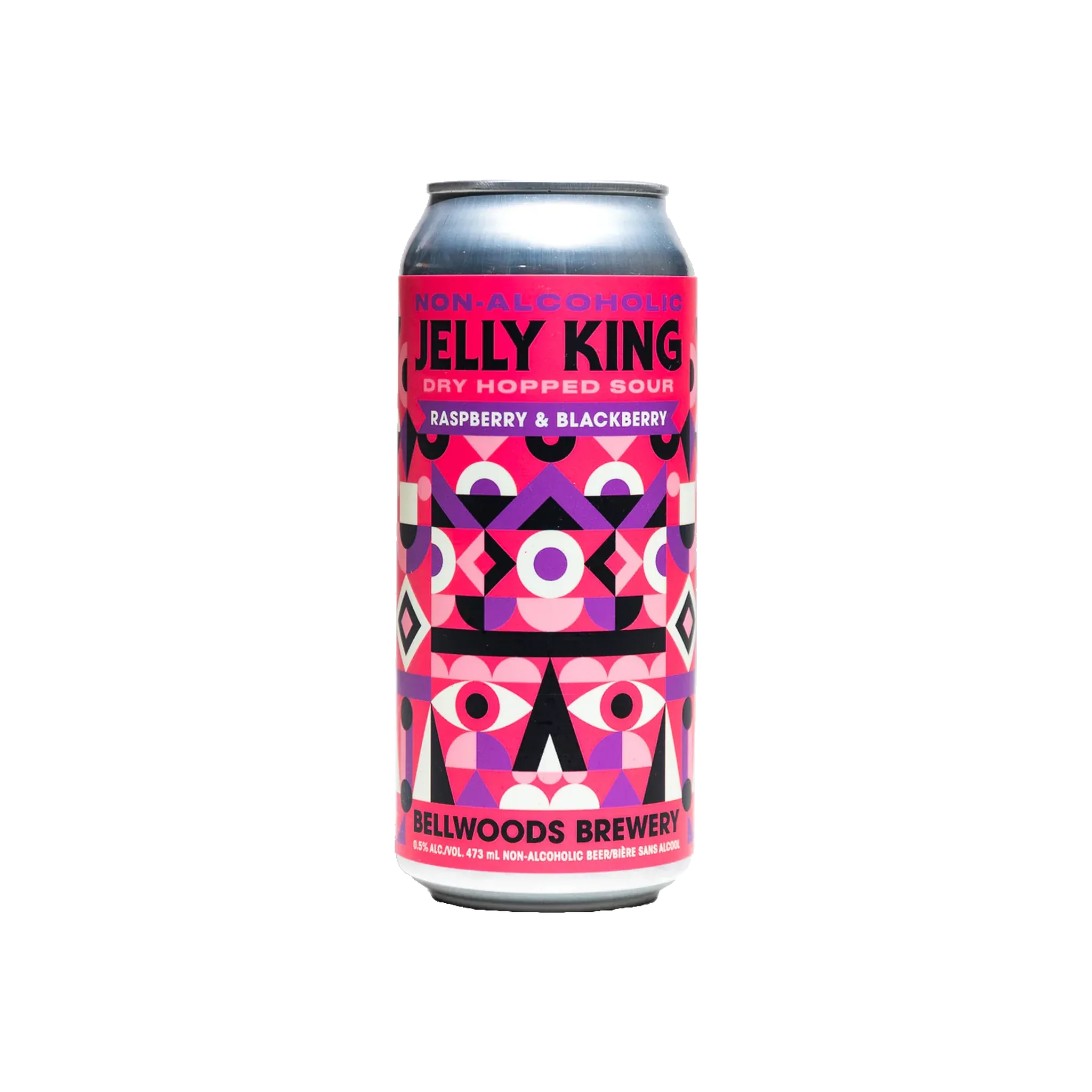 Bellwoods Brewery Non-Alcoholic Jelly King Sour Beer with Raspberry and Blackberry flavor featuring tart and peachy fruit-forward character