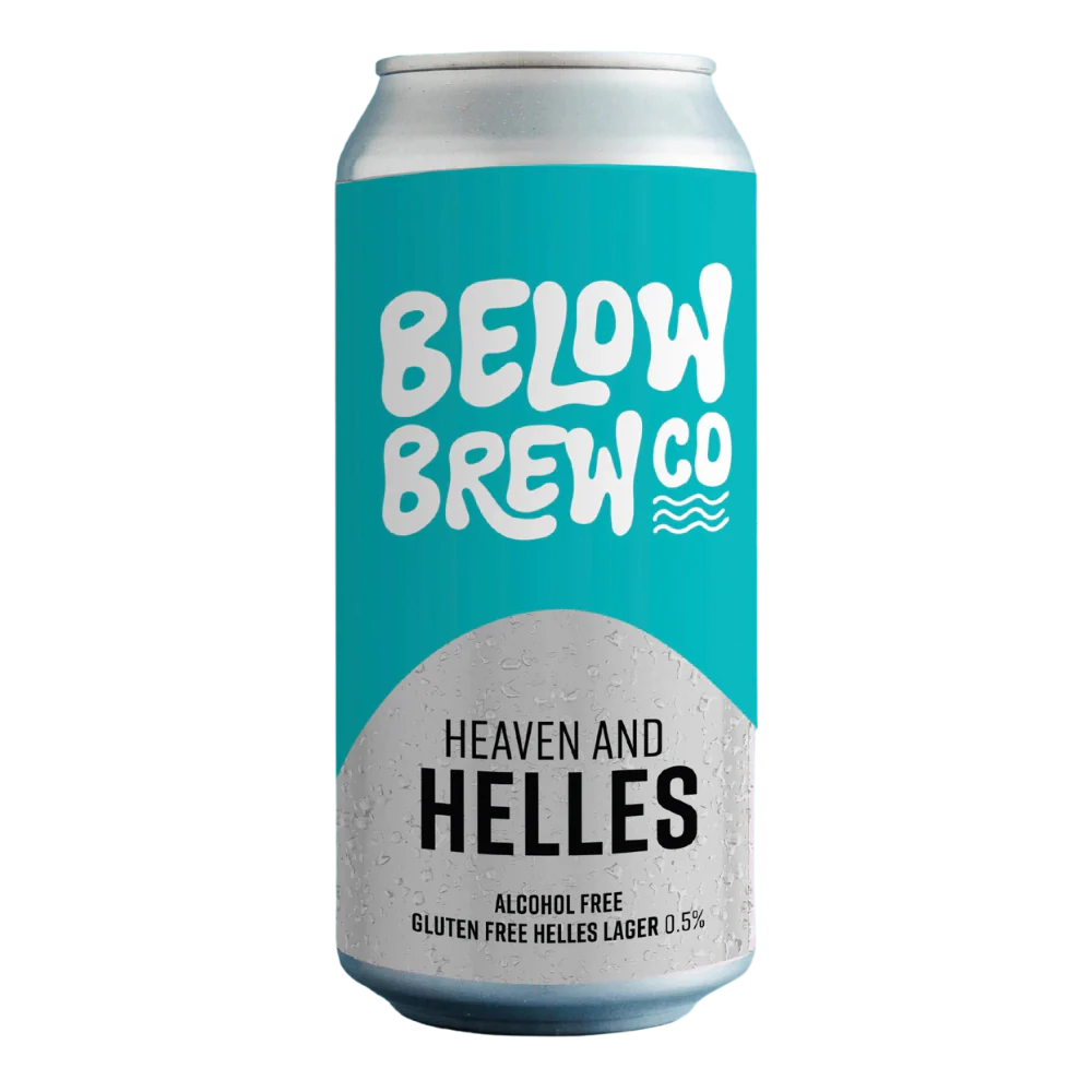 Heaven & Helles by Below Brew Co featuring a gluten-free non-alcoholic Helles lager with light floral and herbal aromas and a crisp, smooth finish