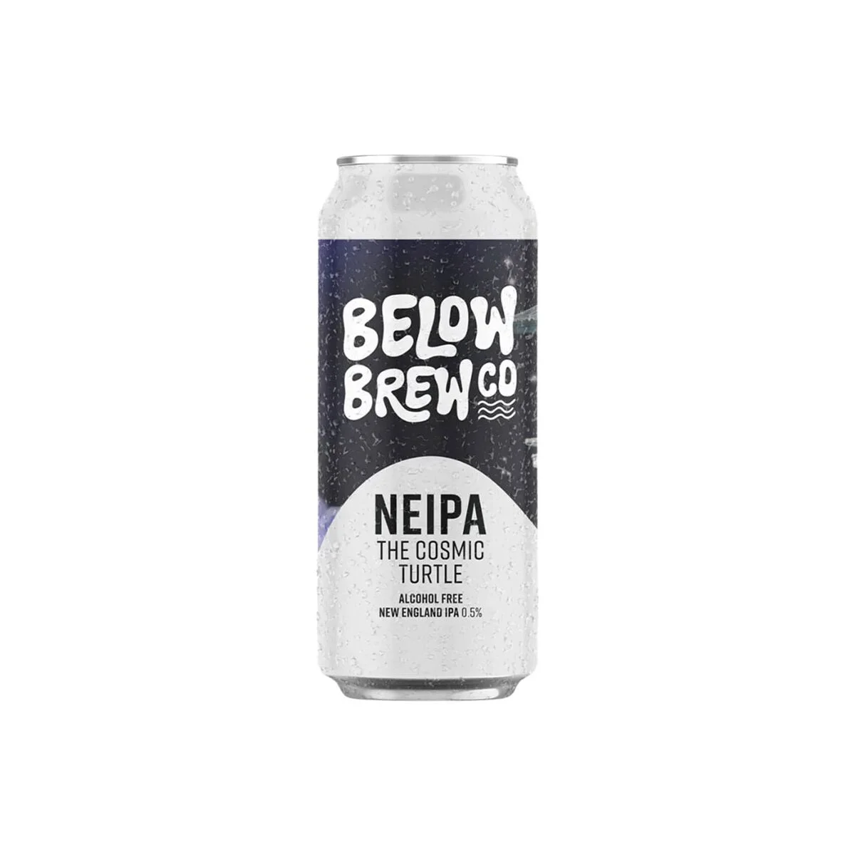 NEIPA The Cosmic Turtle by Below Brew Co featuring vibrant tropical and citrus hop flavors in a hazy, alcohol-free New England IPA