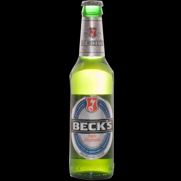Beck's Non-Alcoholic light golden malt beverage with subtle hop aroma and crisp refreshing taste, perfect zero-alcohol beer option.
