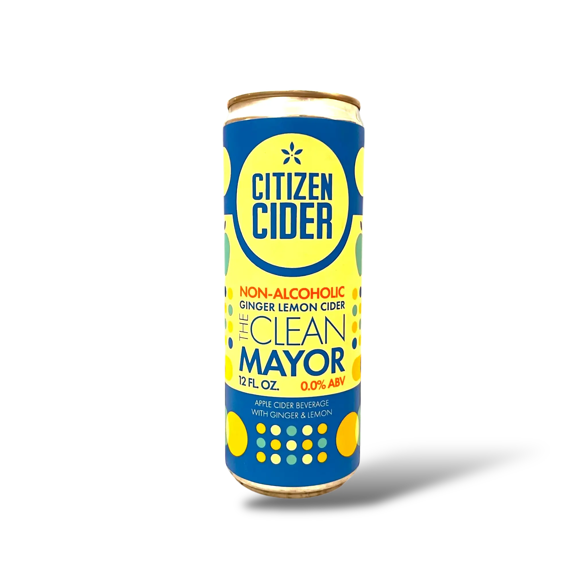 Citizen Cider Clean Mayor non-alcoholic cider featuring ginger and lemon with 0% alcohol brewed in Vermont