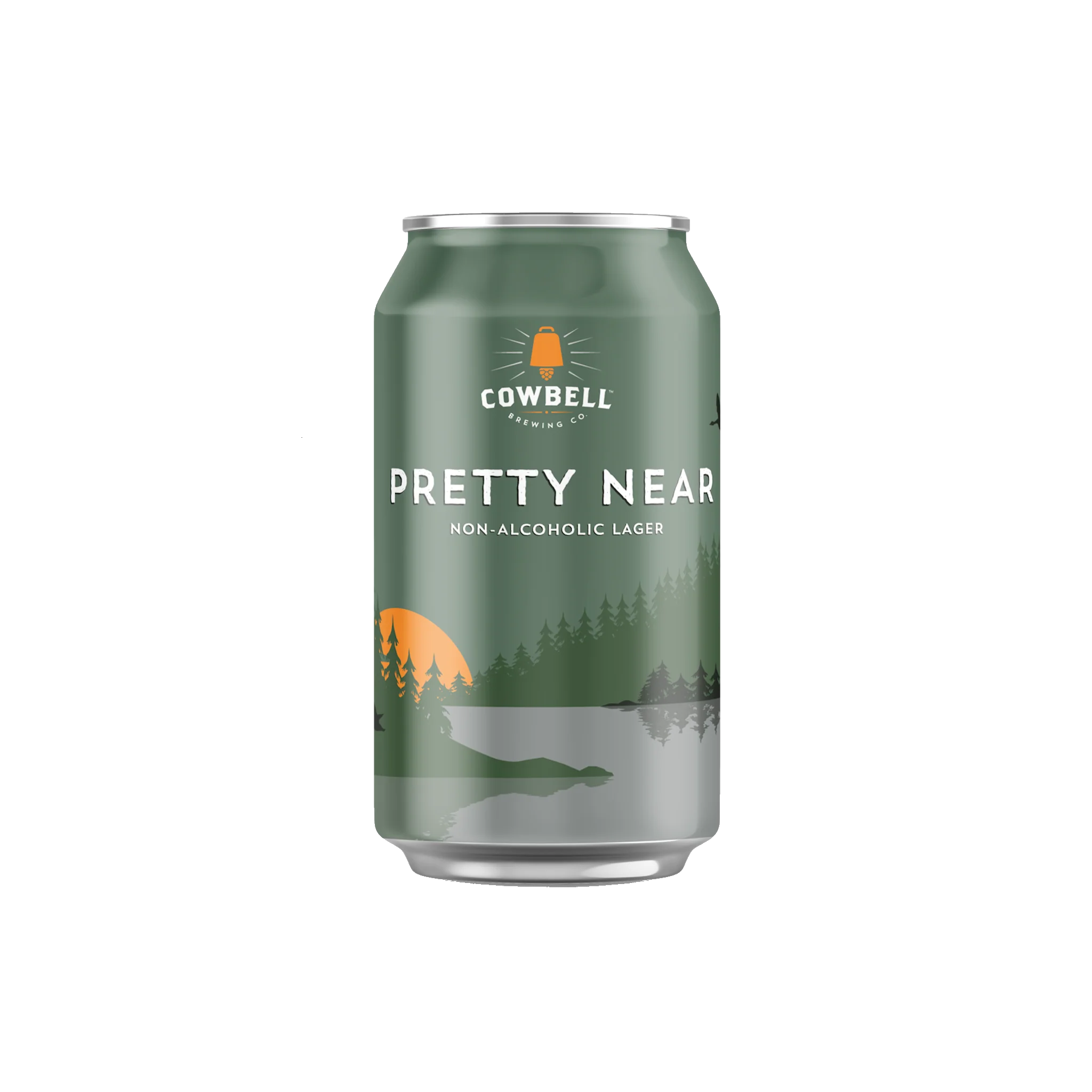 Pretty Near non-alcoholic beer by Cowbell Brewing featuring a light-bodied golden lager with balanced biscuit notes and a crisp finish