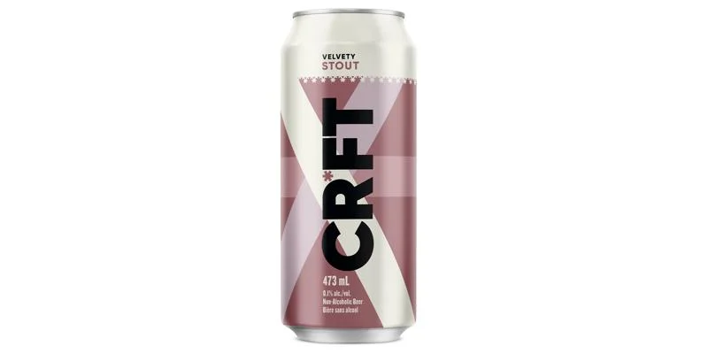 Velvety Stout by CRFT non-alcoholic beer featuring smooth, rich, chocolate and coffee flavors with a balanced malt bitterness