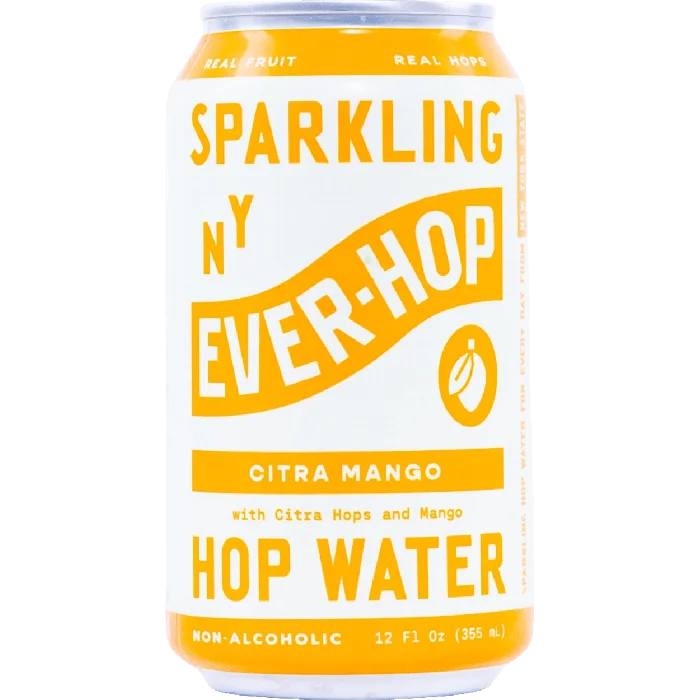 Ever-Hop Citra Mango non-alcoholic beer featuring tropical mango and citrus hop flavors in a refreshing, zero-alcohol craft beverage