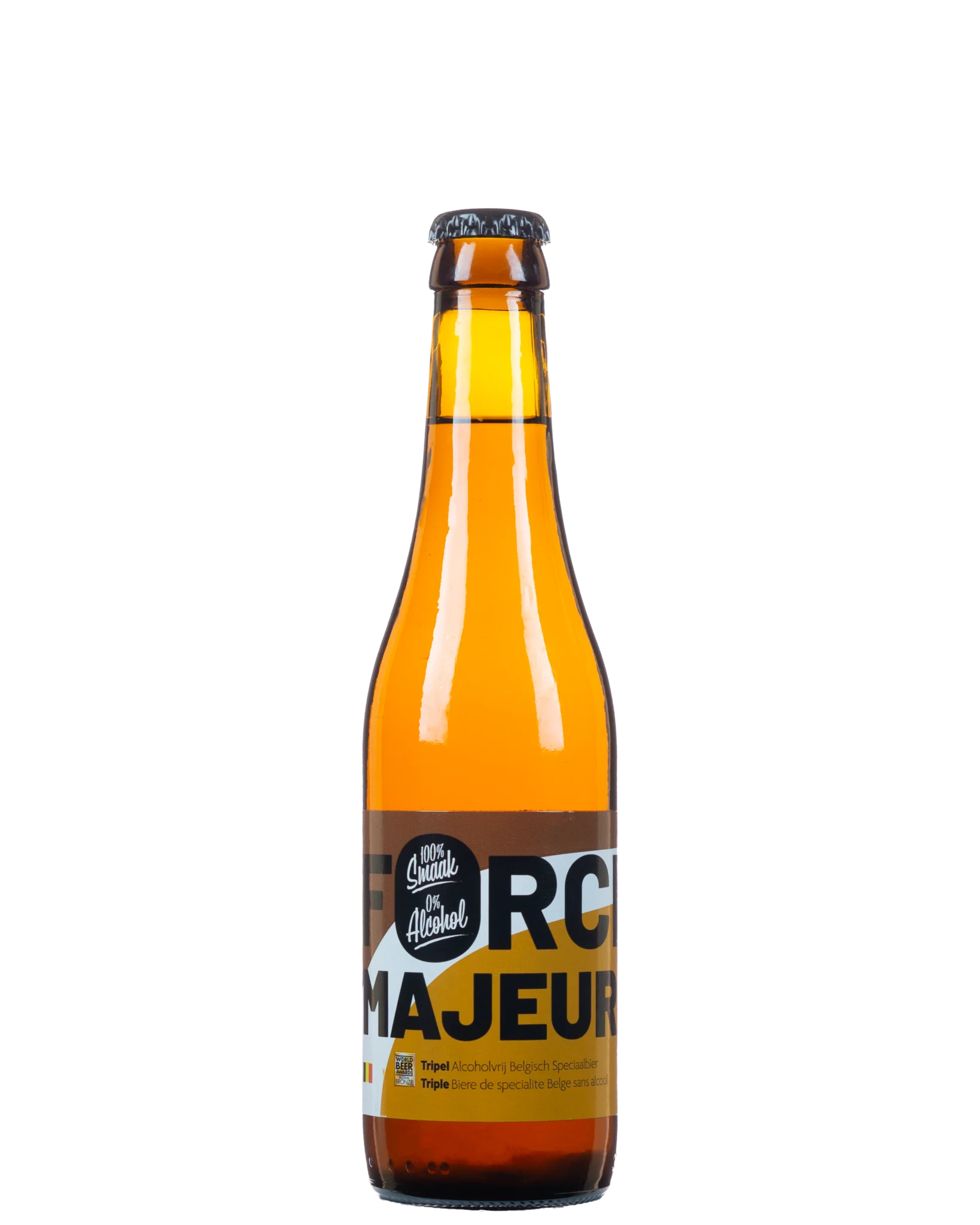 Force Majeure Tripel Hop non-alcoholic wheat beer with rich hoppy and spicy flavors, inspired by classic Belgian tripels, 0.4% ABV
