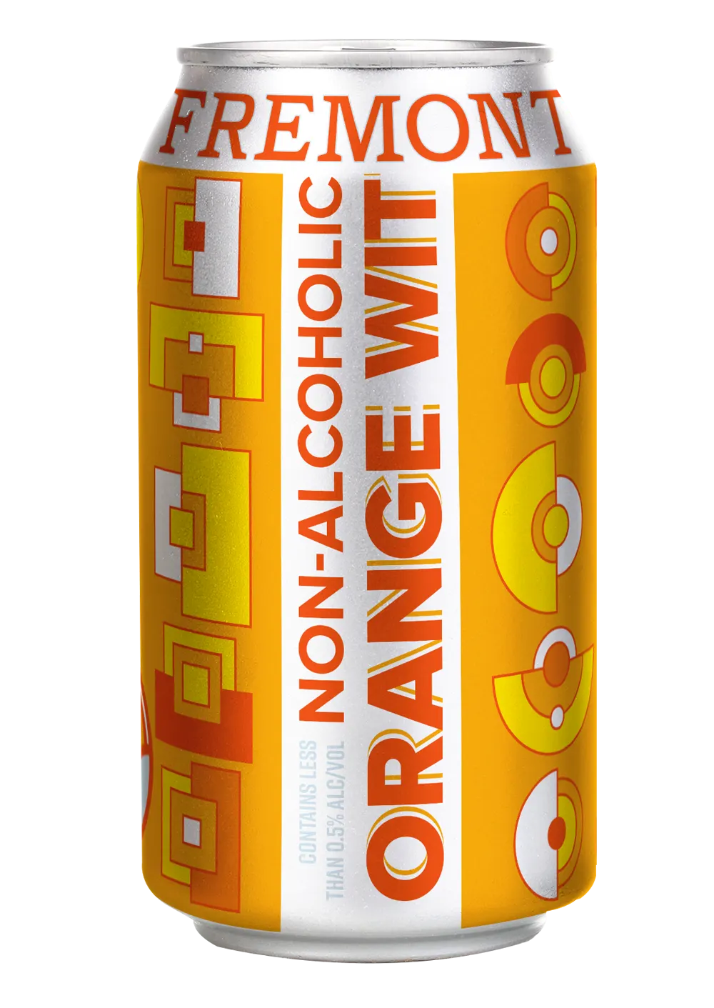 Fremont Brewing Non-Alcoholic Orange Wit featuring bright citrus zest and subtle spices in a smooth wheat beer style refreshing alcohol-free option