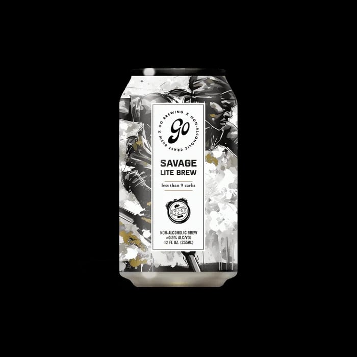 Savage Lite Brew non-alcoholic beer with a light, crisp, and refreshing profile perfect for zero alcohol beer enthusiasts