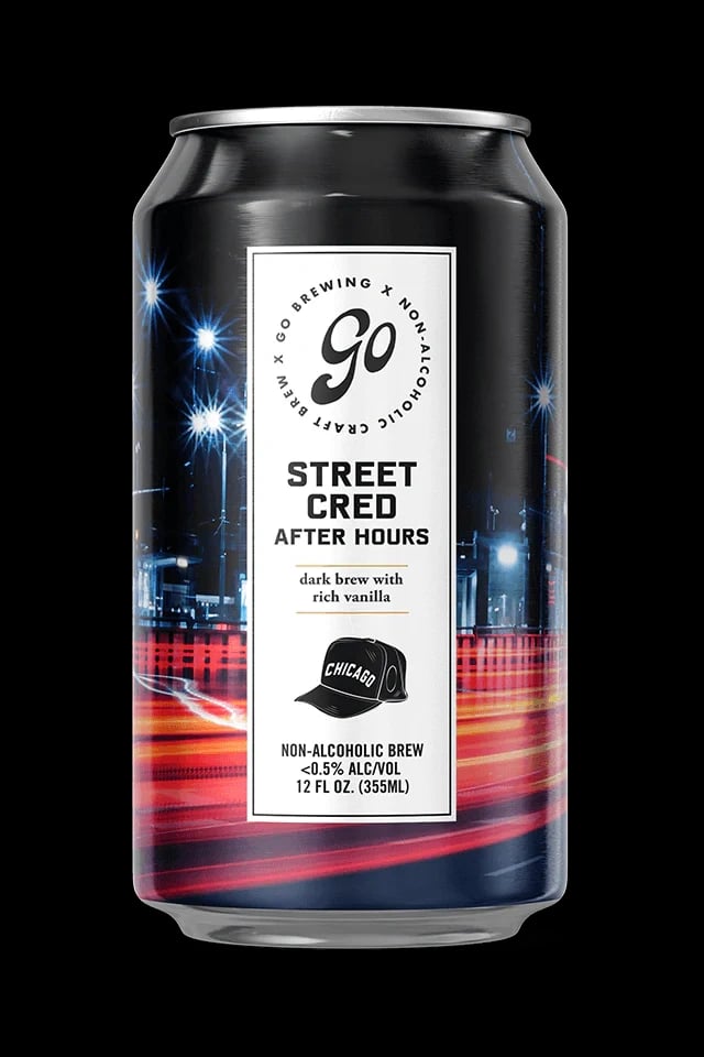 Go Brewing Street Cred After Hours Porter non-alcoholic beer with rich malt, vanilla and chocolate notes, low-calorie and smooth creamy finish