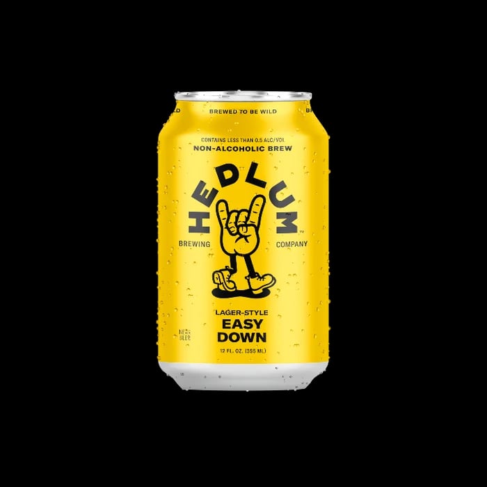 Hedlum Brewing Easy Down Lager non-alcoholic beer with a crisp and refreshing lager style, low calories, and under 0.5 percent alcohol