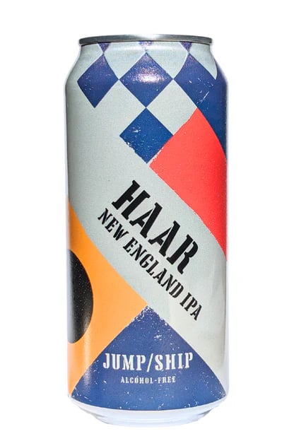 Jump Ship Brewing Haar NEIPA zero-alcohol beer with hazy tropical IPA flavor, vegan and gluten-free, crafted in Scotland