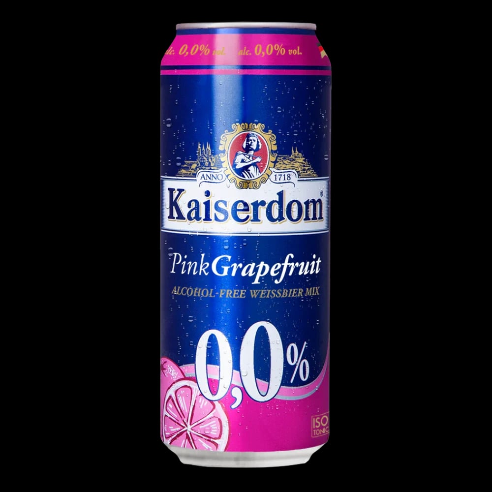 Kaiserdom Pink Grapefruit Alcohol Free Wheat Beer featuring a smooth wheat base with tangy pink grapefruit flavor and zero-alcohol content