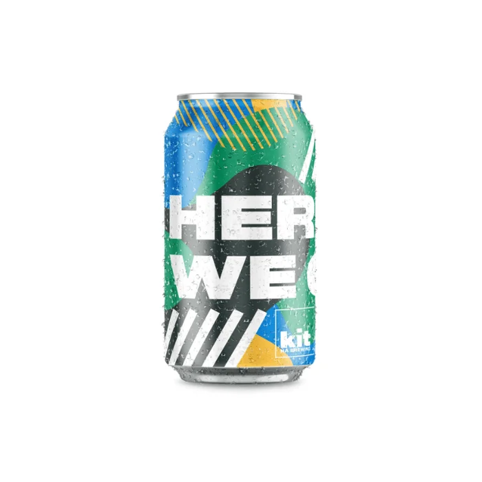 Here We Go by Kit NA Brewing tropical and juicy non-alcoholic beer with robust hop aroma featuring Idaho 7, Simcoe, and El Dorado hops