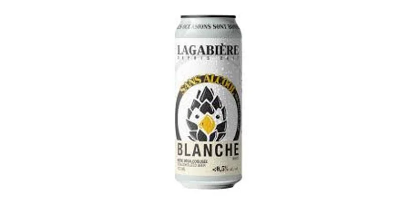 Lagabière Blanche non-alcoholic beer featuring a refreshing wheat style with citrus and coriander aromas offering a light and crisp flavor