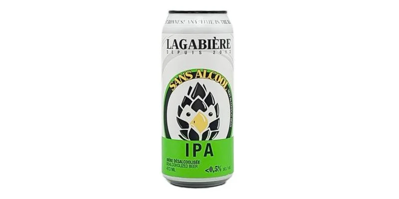 Lagabière IPA non-alcoholic beer showcasing a hop-forward, alcohol-free India Pale Ale crafted in Quebec with bold, refreshing flavor