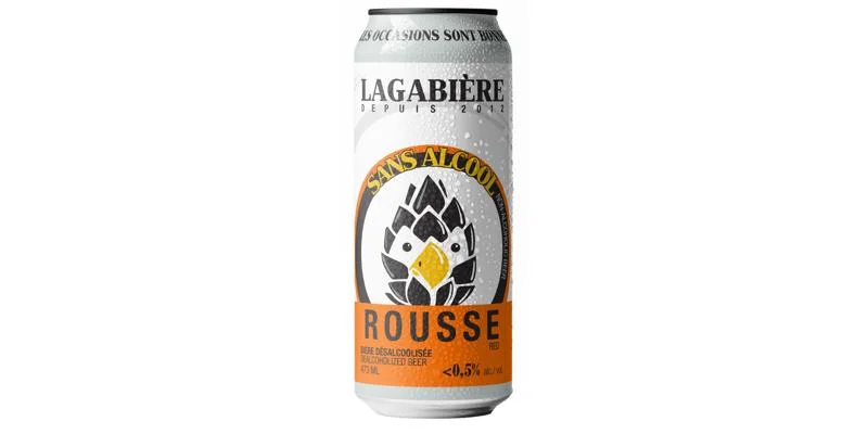 Lagabière Rousse non-alcoholic beer showcasing rich malt flavors, a balanced amber-style craft alcohol-free beer from Quebec