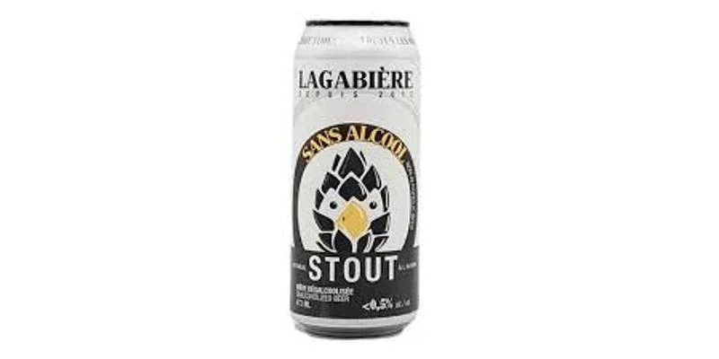 Lagabière Stout non-alcoholic beer showcasing rich roasted coffee and malt aromas with smooth, creamy texture from Quebec microbrewery