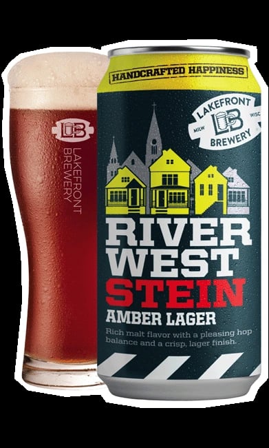 Riverwest Stein Amber non-alcoholic beer with medium-light body and caramel malt sweetness finishing crisp and refreshing near-lager style