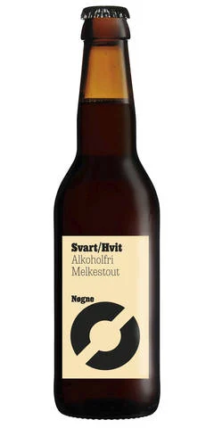Nøgne Ø Svart/Hvit non-alcoholic milk stout with dark roasted malt flavors and creamy smooth body against a plain background