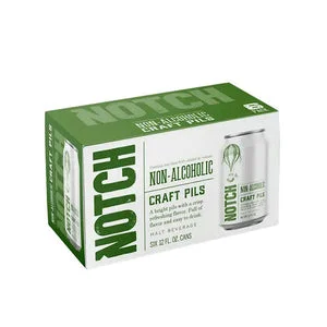 Notch Brewing Craft Pilsner non-alcoholic beer with bright, malt-forward flavor and subtle bitterness, perfect for a refreshing alcohol-free experience