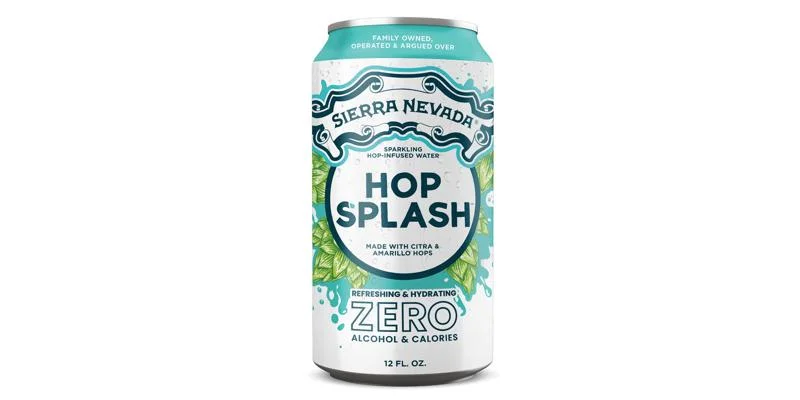 Sierra Nevada Hop Splash sparkling hop water featuring bright tropical hop aromas, alcohol-free with zero calories and crisp refreshment.