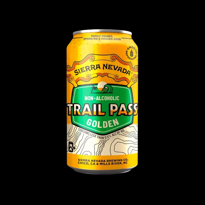 Image of Sierra Nevada Trail Pass Golden non-alcoholic beer showcasing a smooth malt base with bright floral and citrus hop flavors and a crisp finish
