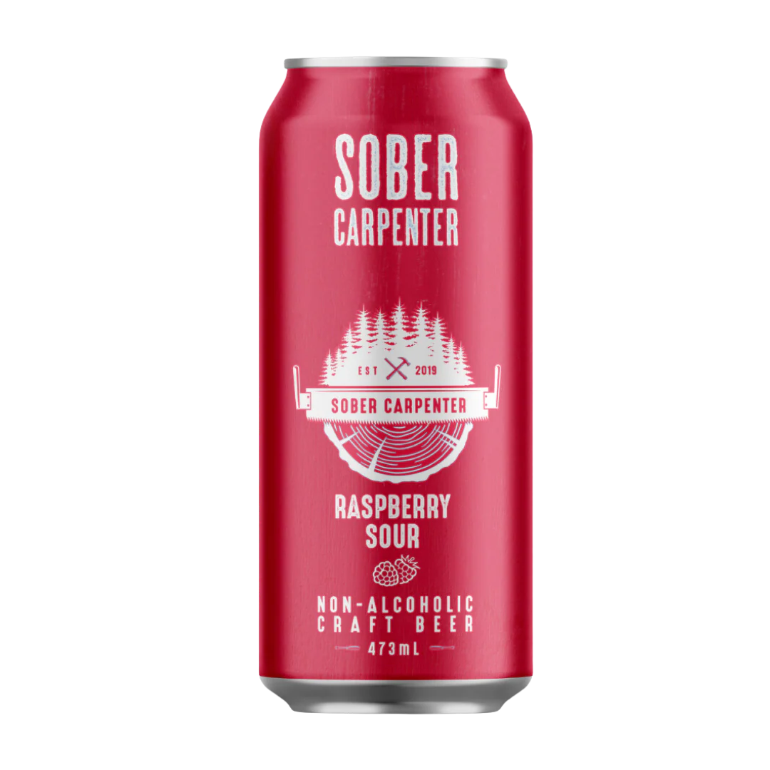 Sober Carpenter Framboise Sure Raspberry Sour, a lively non-alcoholic sour beer with fresh raspberry flavors