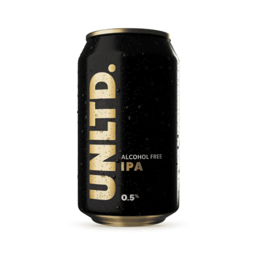 UNLTD IPA non-alcoholic beer with vibrant citrus and tropical aromas, low calorie and gluten-free, supporting an active lifestyle