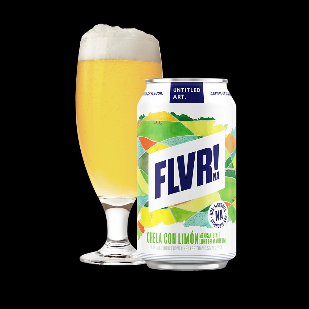 Untitled Art FLVR! Cerveza Con Limon non-alcoholic beer with a bright citrus and sea salt flavor, perfect for a refreshing zero-alcohol drink.