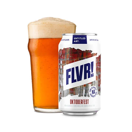 Untitled Art FLVR! Oktoberfest non-alcoholic beer featuring caramel malt sweetness and crisp Cascade hop finish in a seasonal festive design