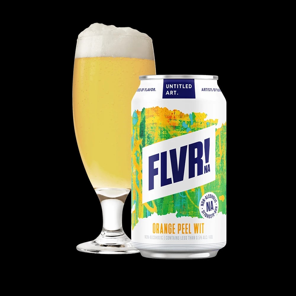 Image of Untitled Art FLVR Orange Peel Wit, a non-alcoholic Belgian-style witbier featuring orange peel and coriander.