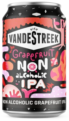 VandeStreek Grapefruit IPA alcohol-free beer featuring vibrant grapefruit and citrus-forward hops in a refreshing non-alcoholic IPA style