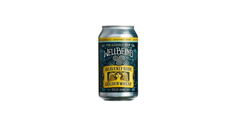 Heavenly Body Golden Wheat non-alcoholic beer showcasing a golden wheat style with citrus hop notes and a smooth, crisp finish